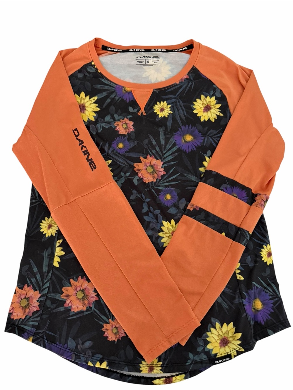 DAKINE Orange Floral Long Sleeve Mountain Bike MTB Jersey size s